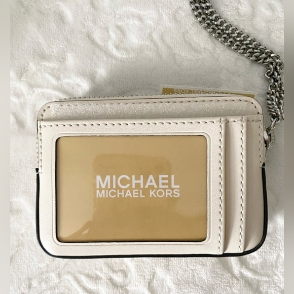 Michael Kors embossed logo chain card case with box NWT - Picture 2 of 6